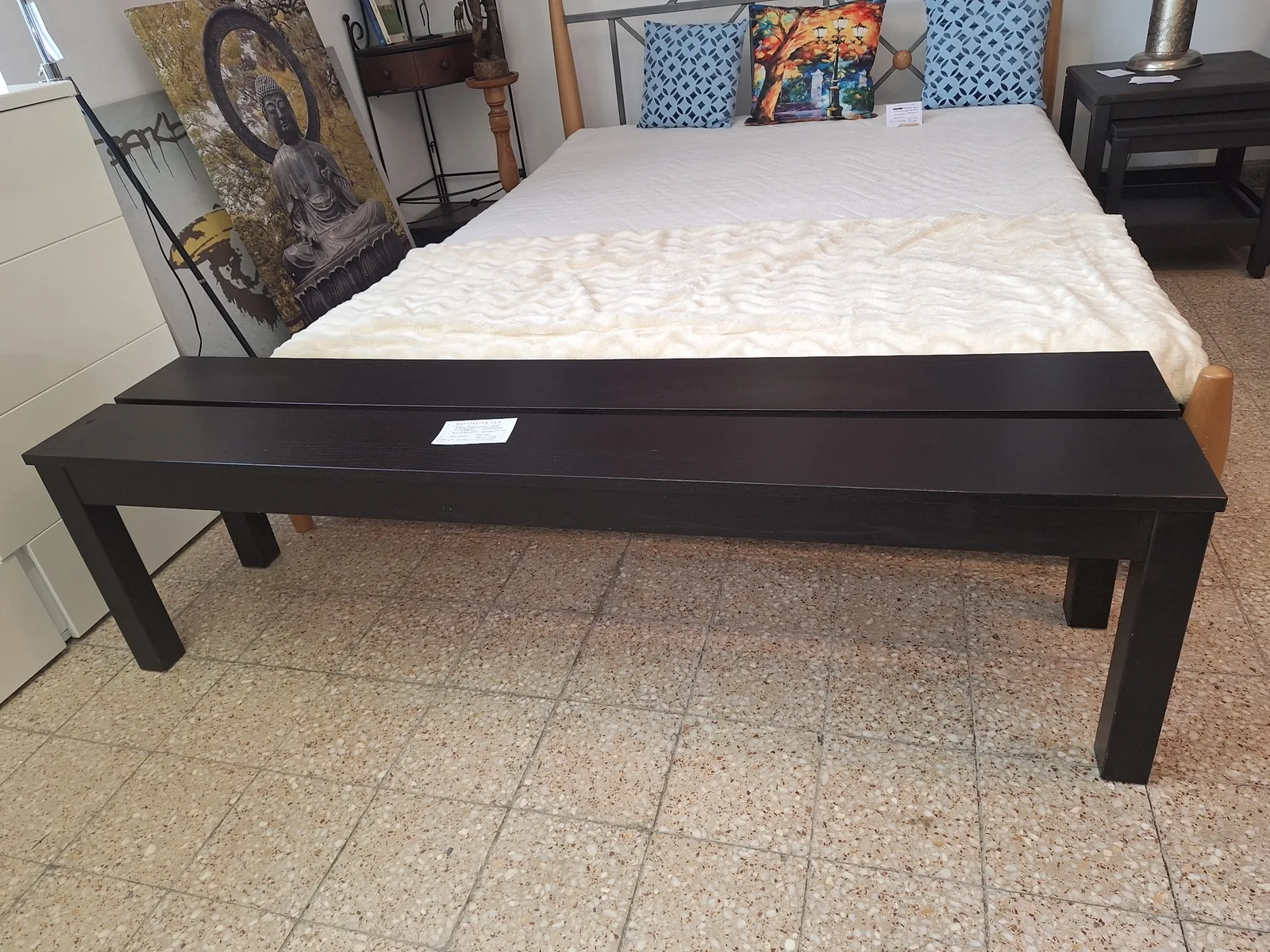 Ikeás Bjursta tömörfa pad feketére pácolt 158cm bei Bútorsarok in Letenye