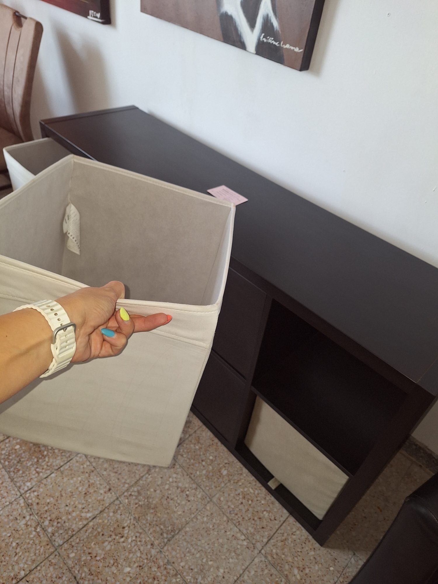Ikeás kallax polc rendszer boxokkal fekete – 8. nézet