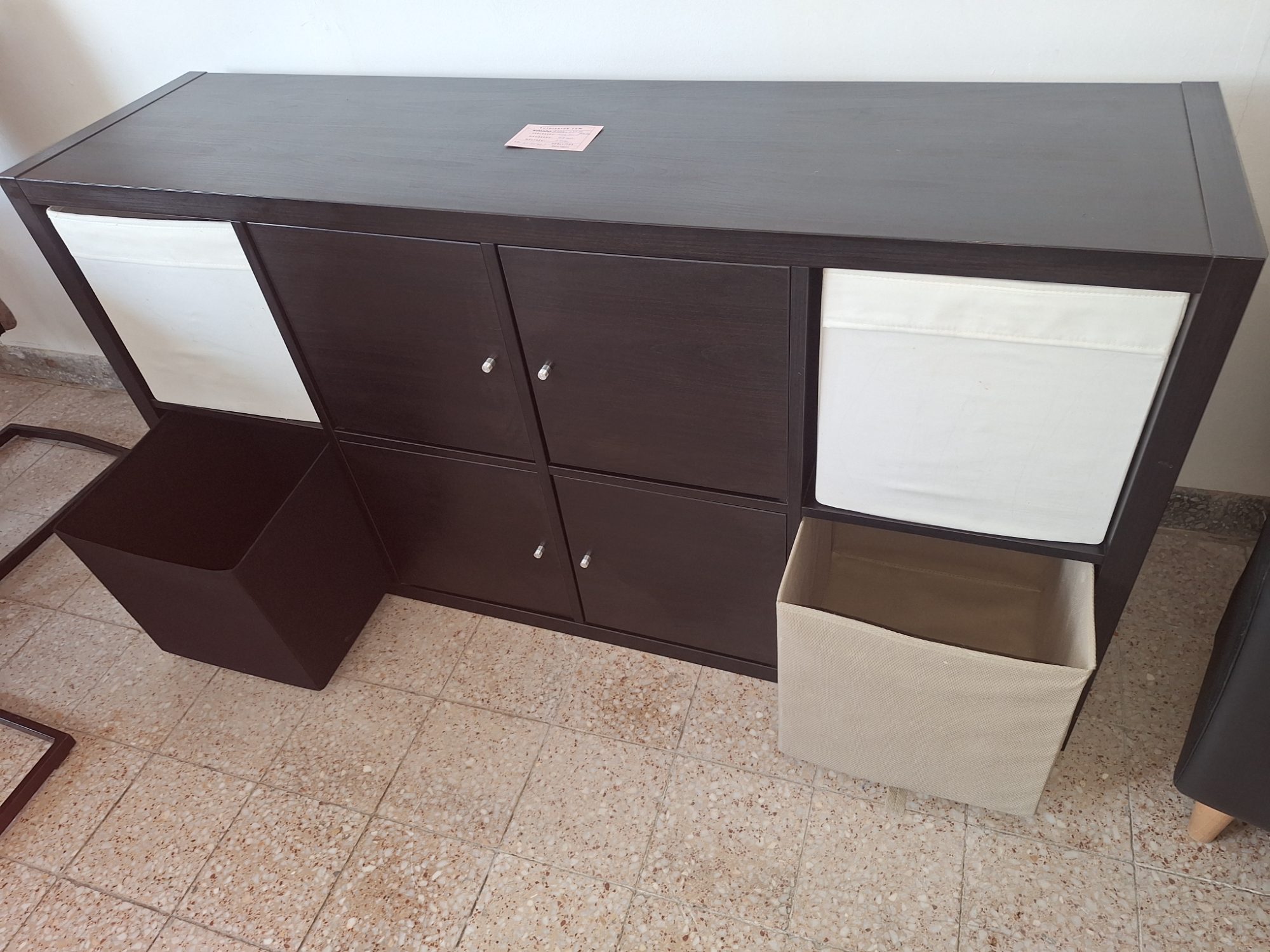 Ikeás kallax polc rendszer boxokkal fekete – 10. nézet