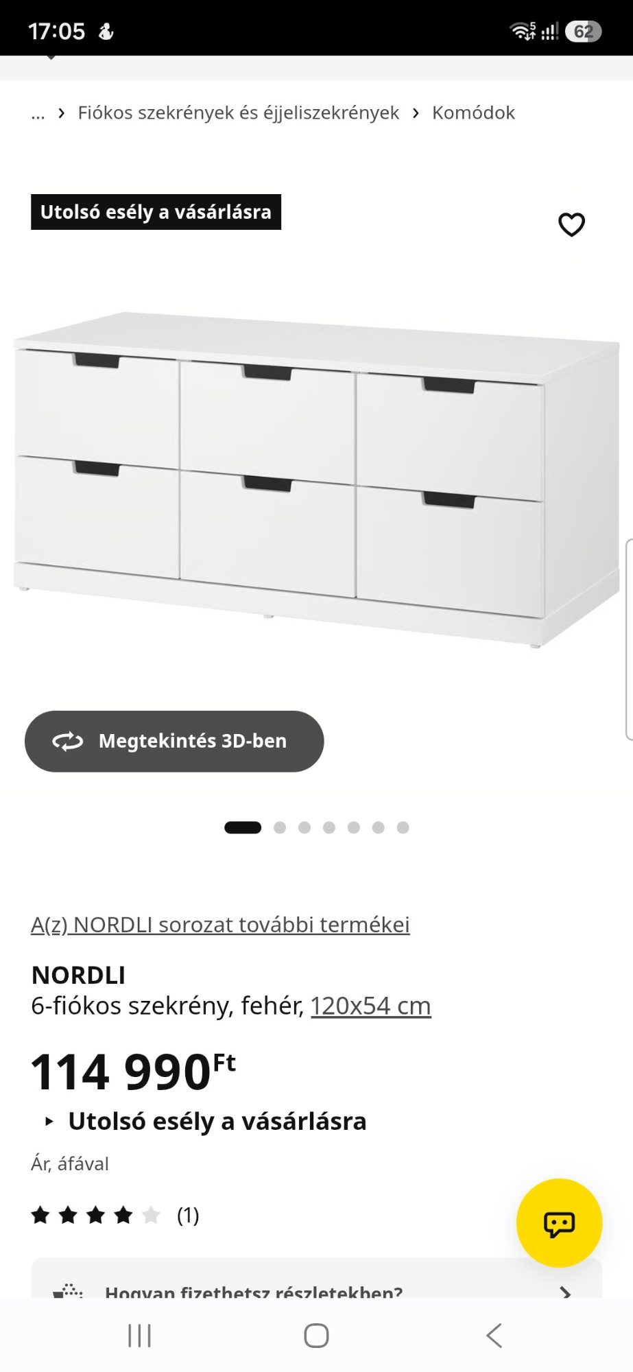 Weiße IKEA NORDLI Kommode mit sechs Schubladen – Ansicht 6
