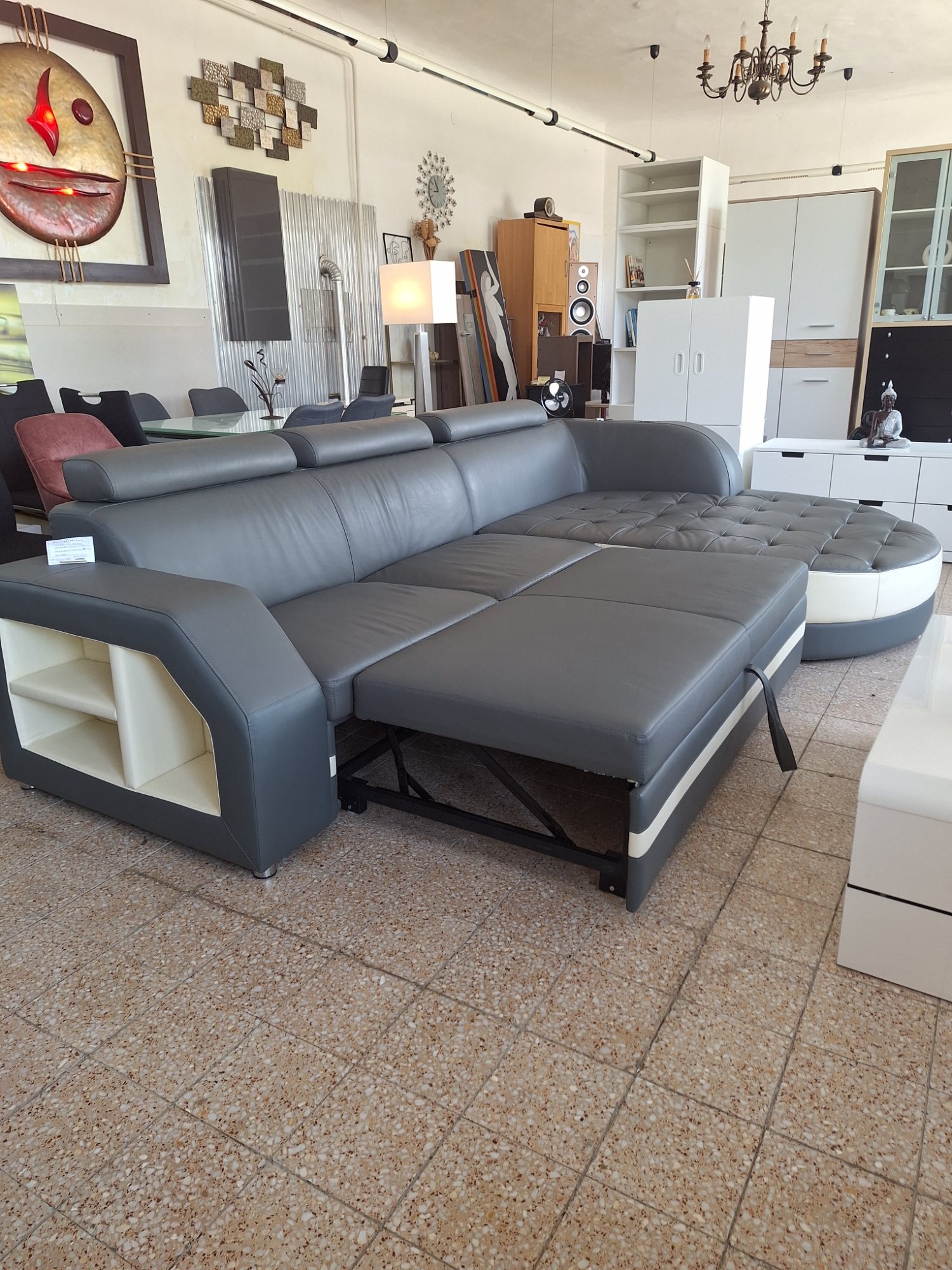 Modernes Schlafsofa aus Echtleder – Ansicht 9
