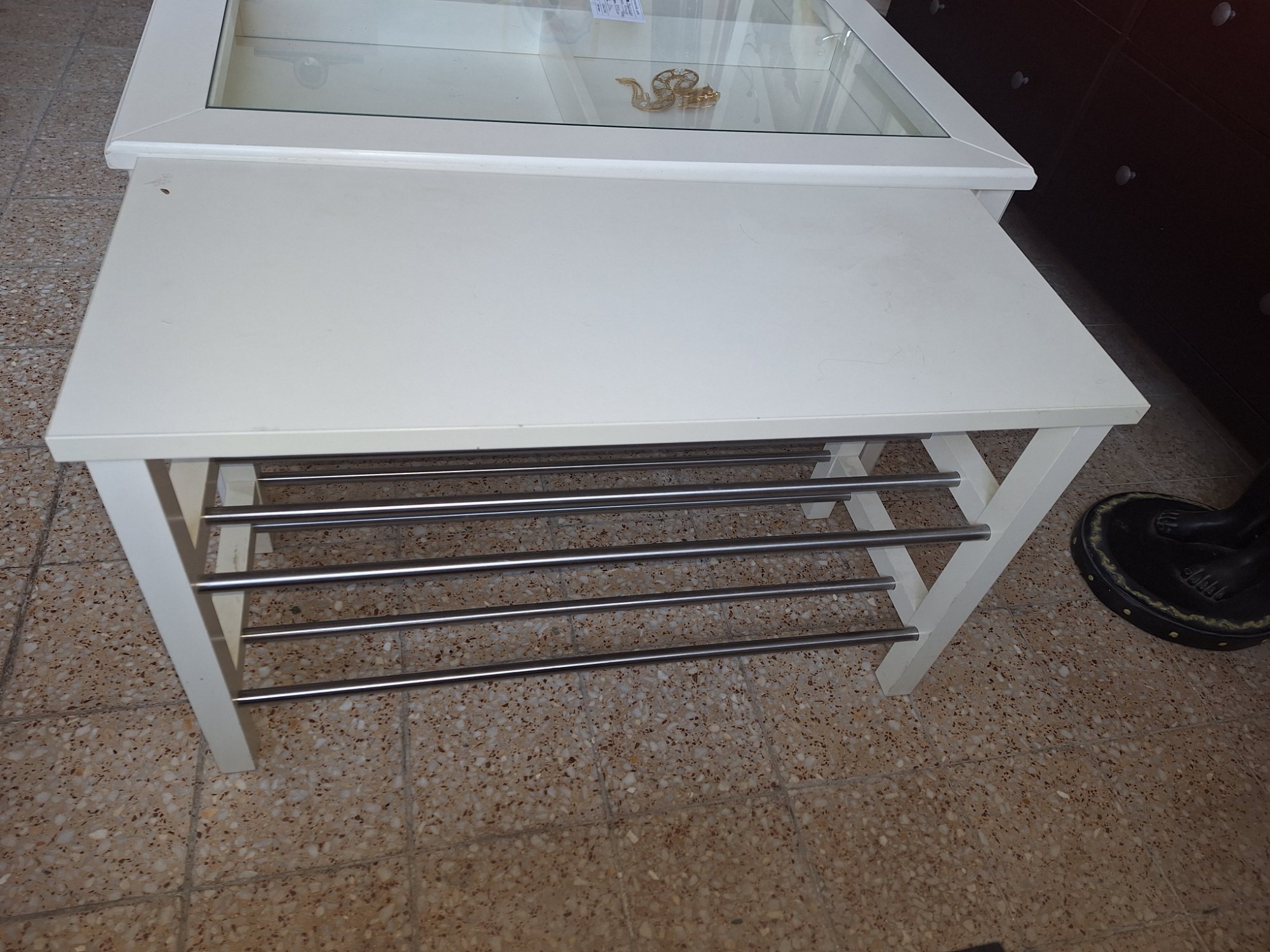 Ikeás cipős pad 2 szintes fehér lakkozott